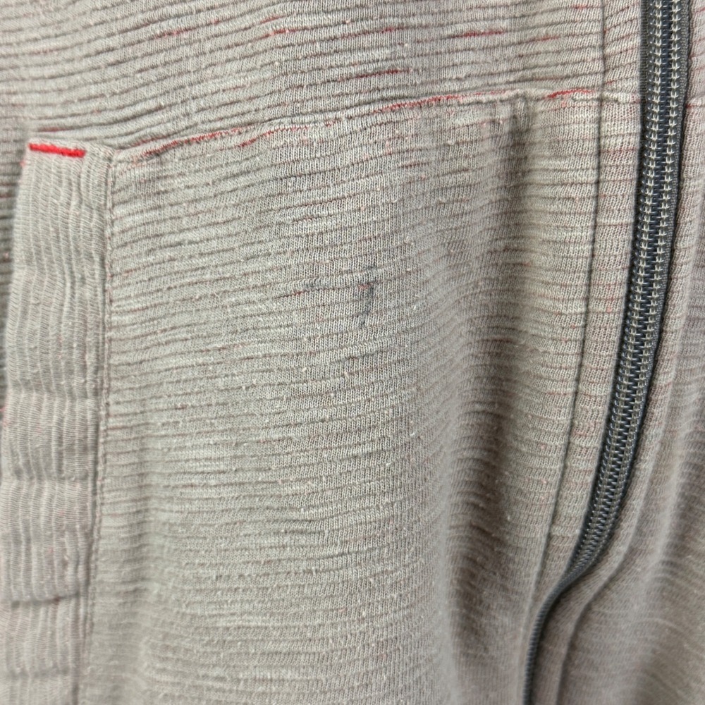 Prana Men's Large Full Zip Hoodie Tan Red Organic Cotton Textured‎ Rib Knit - Picture 11 of 11